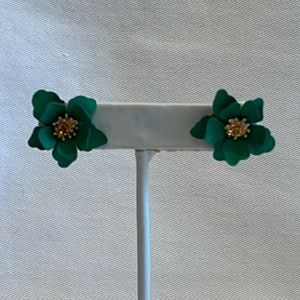 Dark Green Flower Earrings